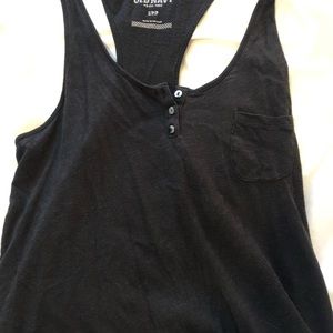 Button tank top, black